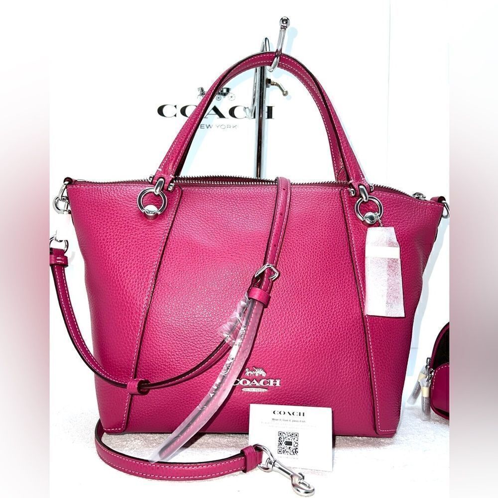 🔥🎁NWT! Coach KACEY Satchel Leather Handbag Bright Violet Msrp:$378.00 - Picture 3 of 12